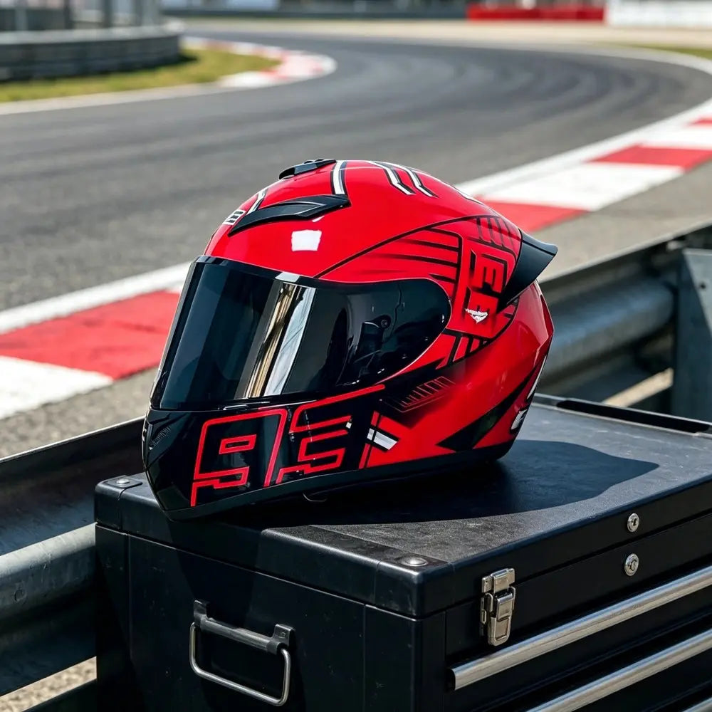 Unisex Motorcycle Helmet with Aerodynamic Rear Wing, Full Coverage Racing Helmet for Men and Women, Stylish and Functional Design, Racing Safety Helmet