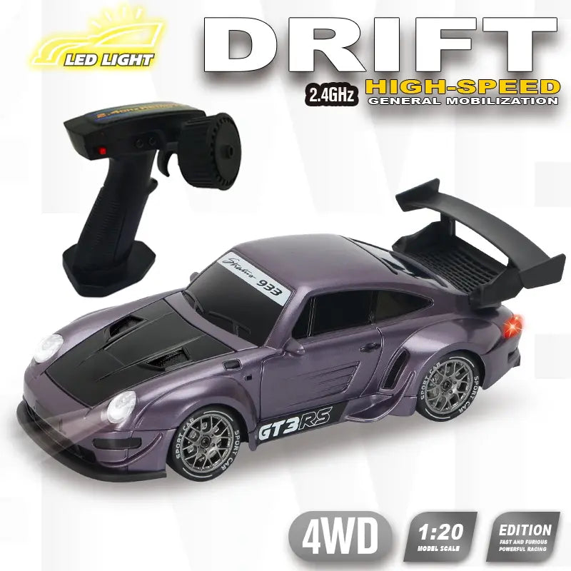 UDROLL 1:20 Scale 4WD RC Drift Car with LED Lights - 2.4Ghz High Speed Remote Control Widebody Sports Racing Car, Fast Rc Car, Toy