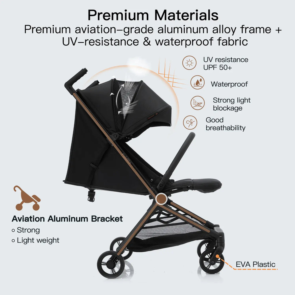 Gromast Cabin-Sized Travel Stroller for Airplane, Ultra Compact & Lightweight – Only 9.9 Lbs, Portable Infant Toddler Baby Stroller, W/Upf 50+ Canopy & Cup Holder