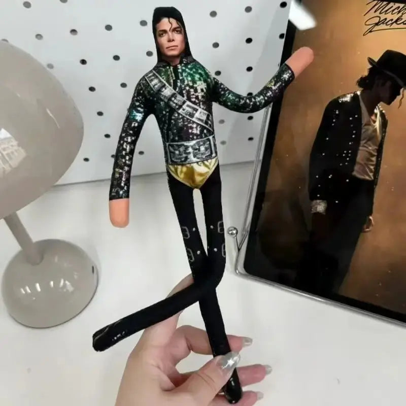 11 Inch Michael Jackson Role-Playing Prop Doll, Plush Toy, Abstract Jointed Figure for Room Decor, Gift Idea, Trendy Character Accessory（6Pcs)