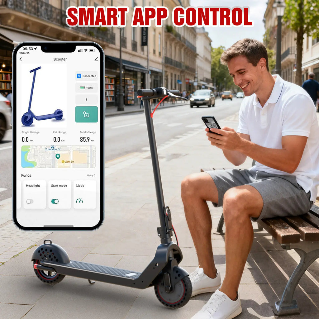 Urbanfish U5 PRO Electric Scooter, 19 MPH Max Speed, 21 Miles Range, 350-500W Motor, Long Range Battery, 8.5'' Solid Tires, Climbable, Dual Brakes, App, Foldable Portable Commuter Scooter, Perfect Gift for Adults Teens