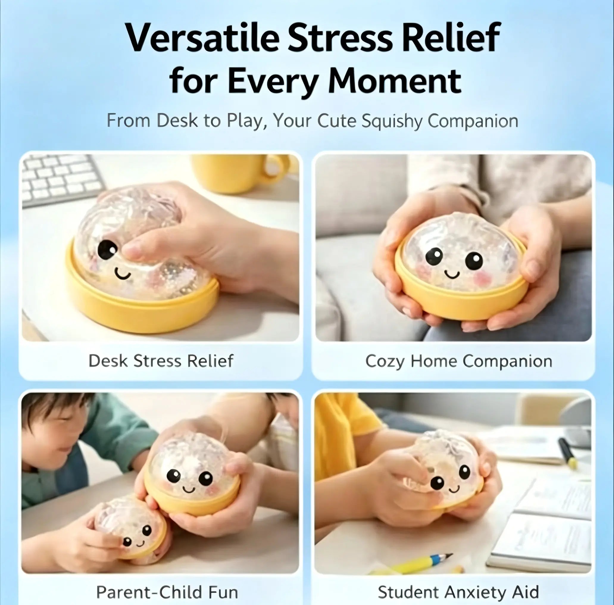 Rui Rui Cute Squishy Dumpling Fidget Toy - Soft TPR Mini Squishies Toys with Mini Steamer Basket, Lovely Facial Patterns, Unisex Sensory Products, Cute Girly Gifts for Kids Favorites Stress Relief Decoration
