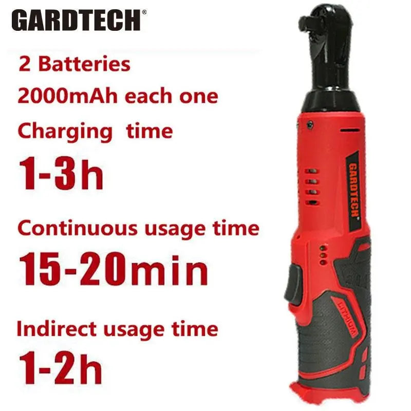 12V DC Cordless Right Angle Torque Wrench Tools Set - Professional Heavy Duty Electric Ratchet Socket Drive Wrench, 2 X 2000Mah Batteries, Built-In LED Lights, 240Rpm±10%, 0.69Kg, Over-Current Protection, 40N.M Auto Repair Power Tool, Cells