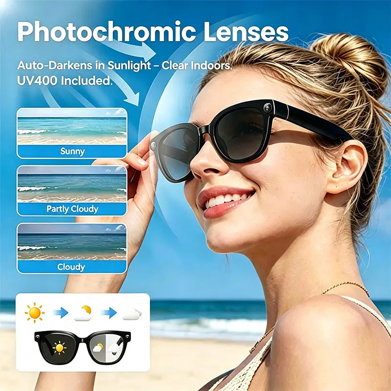 13MP Camera AI Smart Glasses with Chatgpt – 4K Photos & 2K Video, Real-Time Translator, Open-Ear Audio for Vlogging, Travel & Outdoor