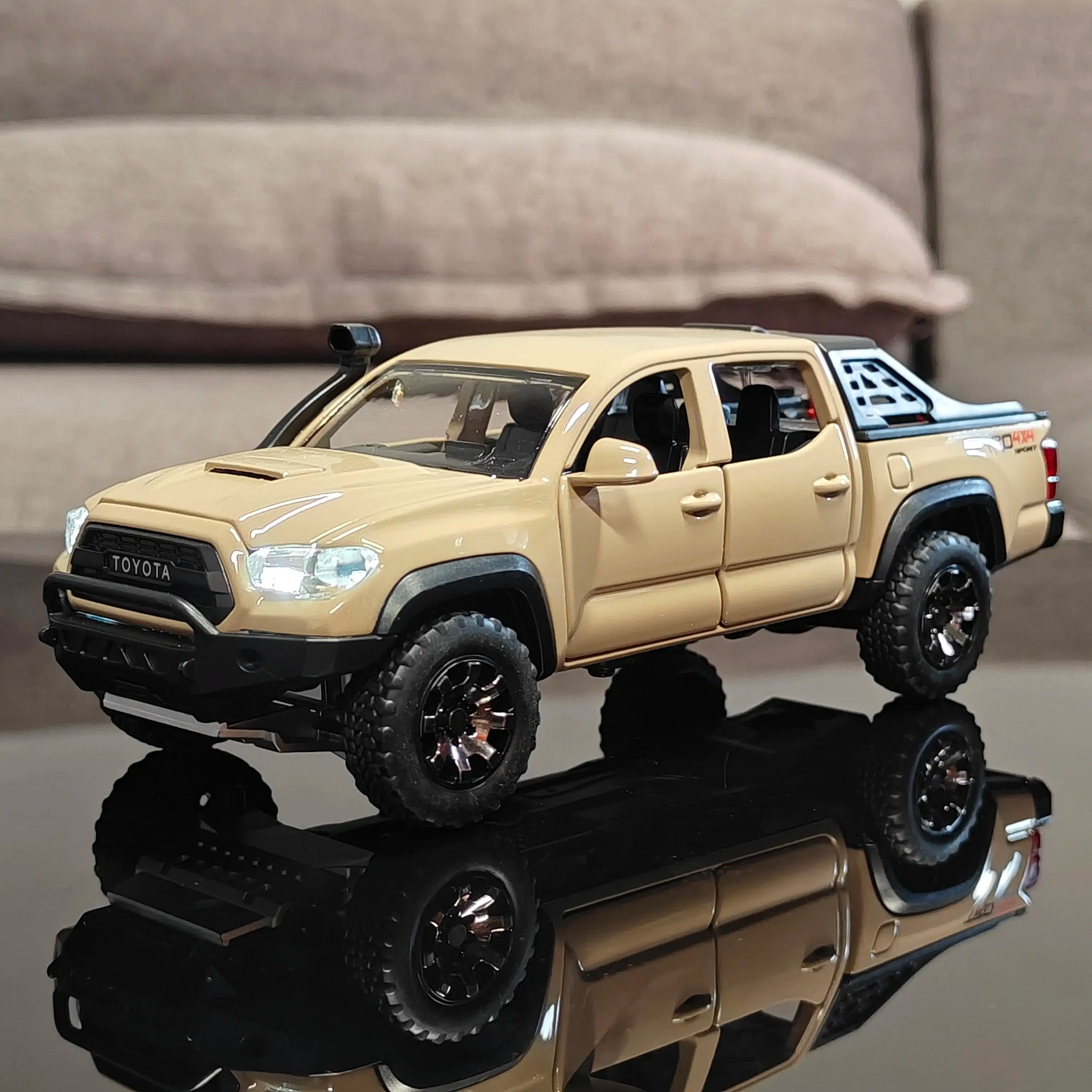 1:32 Metal Toyota Tacoma TRD off Road Pickup Truck Diecast Model Car, Alloy Collectible with Sound & Light, Hobby Item, Birthday Gift for Boys, Display Piece (Diecast Toys Category), Model Cars, with Lights, Toy Car