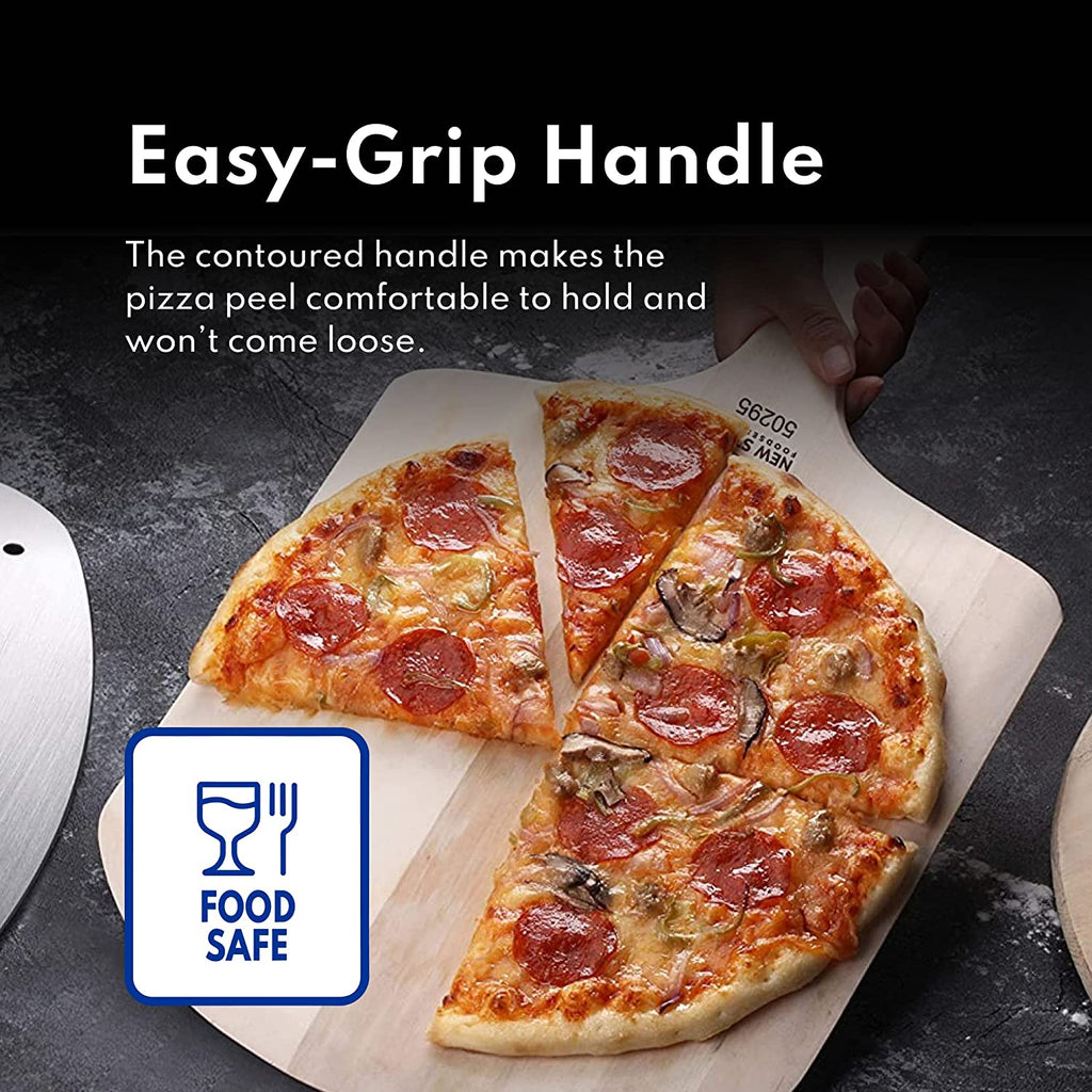 50295 Restaurant-Grade Wooden Pizza Peel, 16" L X 14" W Plate, with 8" L Wooden Handle, 24" Overall Length