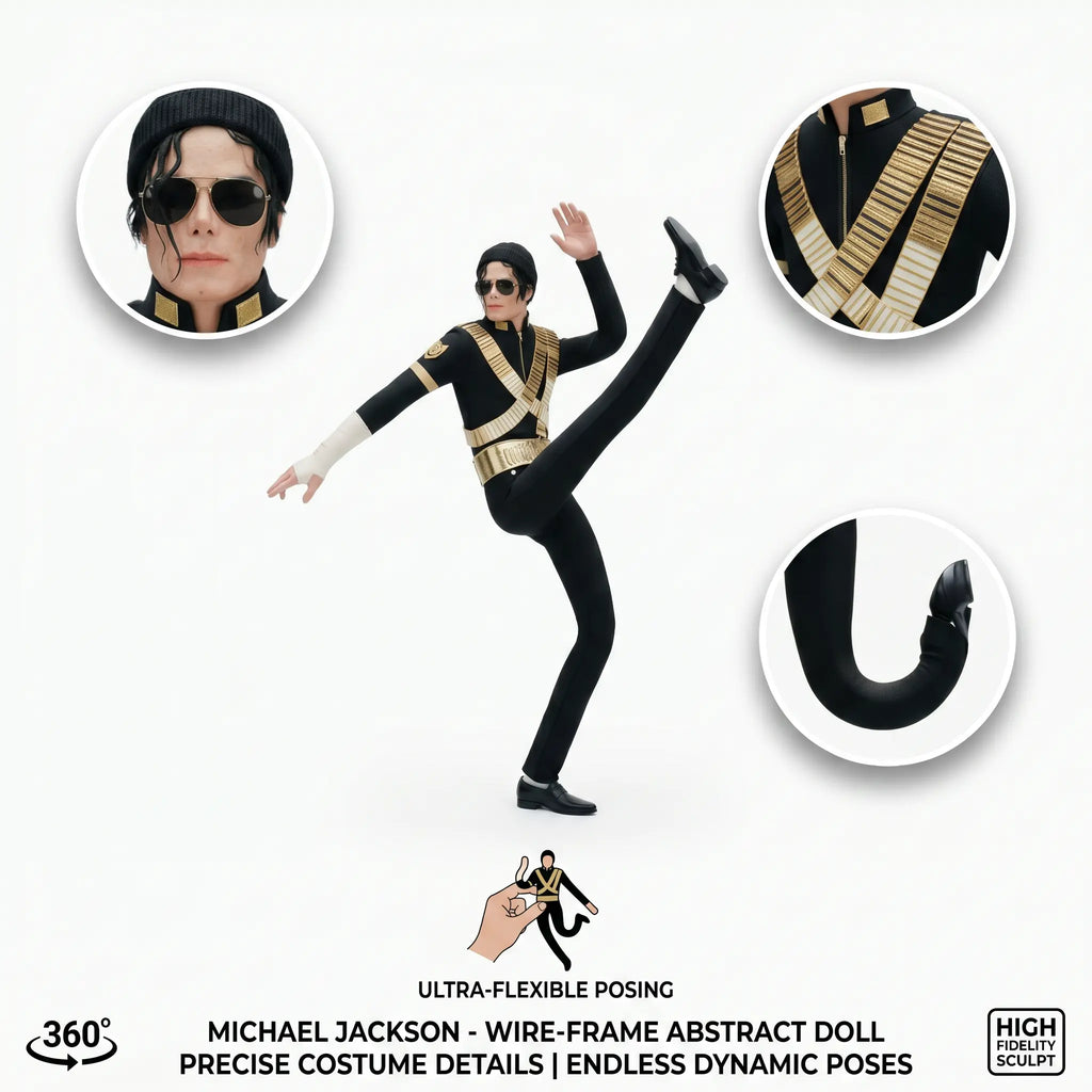 28Cm Music Legend Inspired Poseable Skeleton Figurine Doll Ornaments, Wire-Skeleton Stuffed Artistic Collectibles, Double-Sided Printed Signature Art Doll Ornaments, Pop Culture Fan Gift & House Decoration