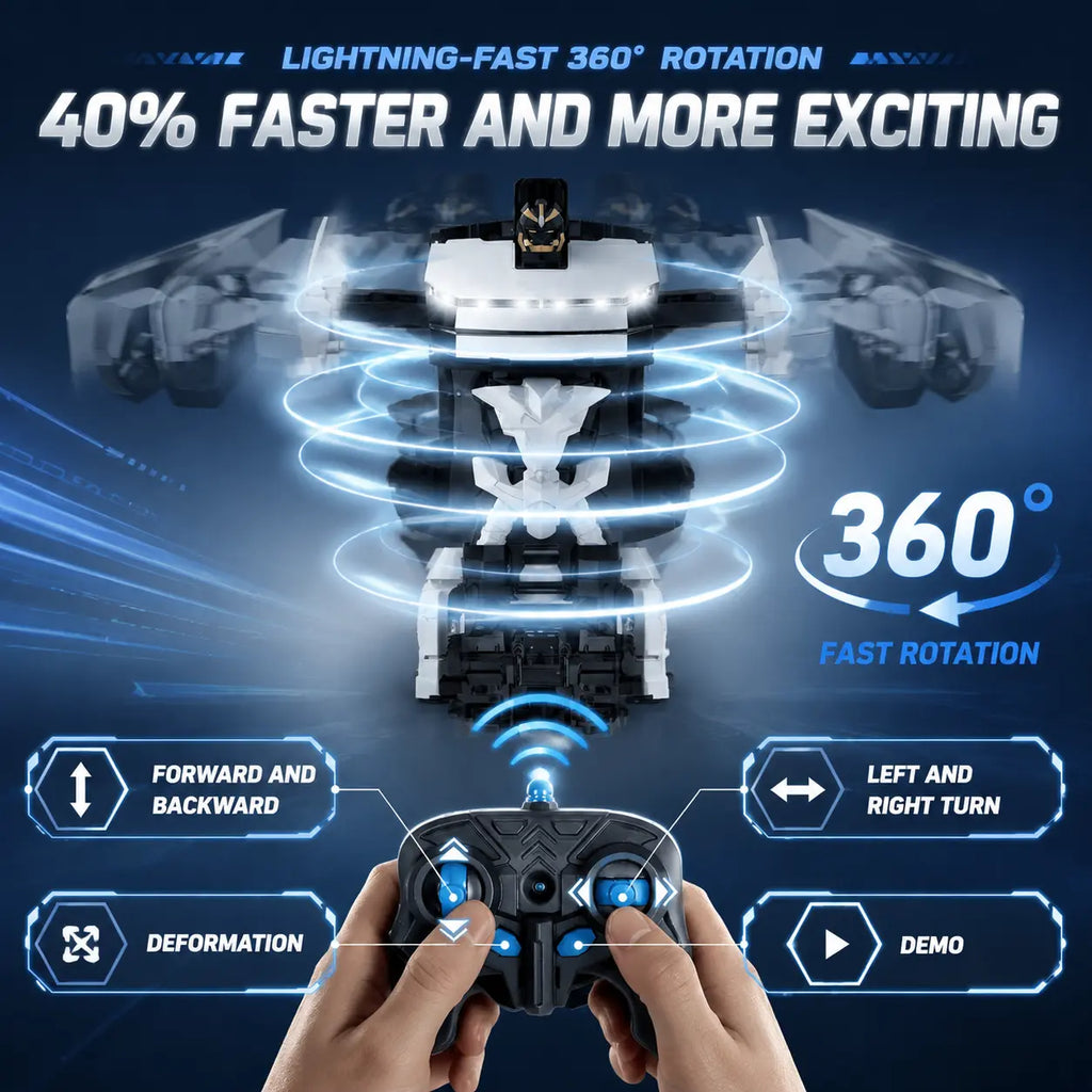 Cyber RC Transforming Car Toy, 4WD Drift Remote Control Truck with One-Button Automatic Transformation, 360° Spin & LED Lights, Futuristic Robot Vehicle Gift for Kids Tibibee Transform Easter Gift Set 4-7 8-12 High-Quality Ab Plastic Crawlers