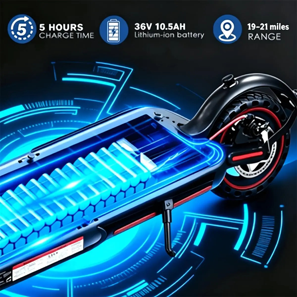 Urbanfish U5 PRO Electric Scooter, 19 MPH Max Speed, 21 Miles Range, 350-500W Motor, Long Range Battery, 8.5'' Solid Tires, Climbable, Dual Brakes, App, Foldable Portable Commuter Scooter, Perfect Gift for Adults Teens