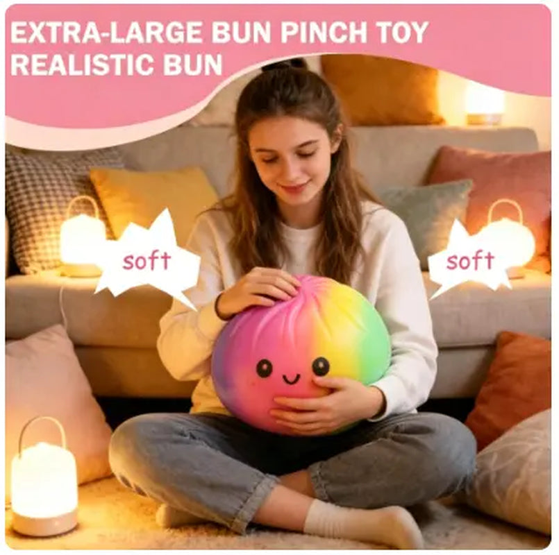 New Giant Glitter Rainbow Dumpling Squishy - 25Cm/15Cm Sizes, Foam Material, Ultra Soft Slow Rebound, Adorable Fidget Toy, Anxiety Relief Sensory Stress Reliever for Kids, Birthday Gift (No Box), Squishies, Fidget Toys