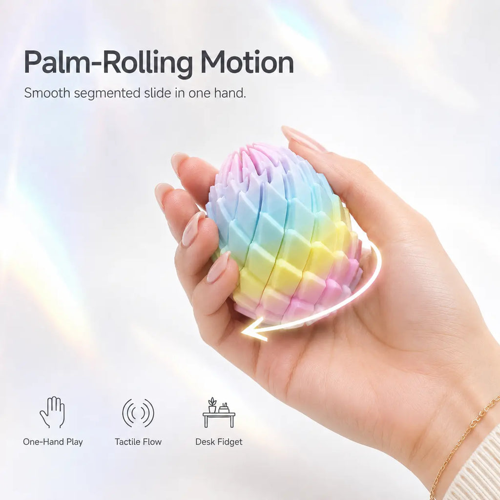 Gigilli 3D Printed Dragon Egg Fidget Toy – Expandable Twist-Apart Sensory Toy for Stress Relief, Desk Display & Gifting | Holographic Pouch Included | 7.5 Cm / 3 In, 45 G