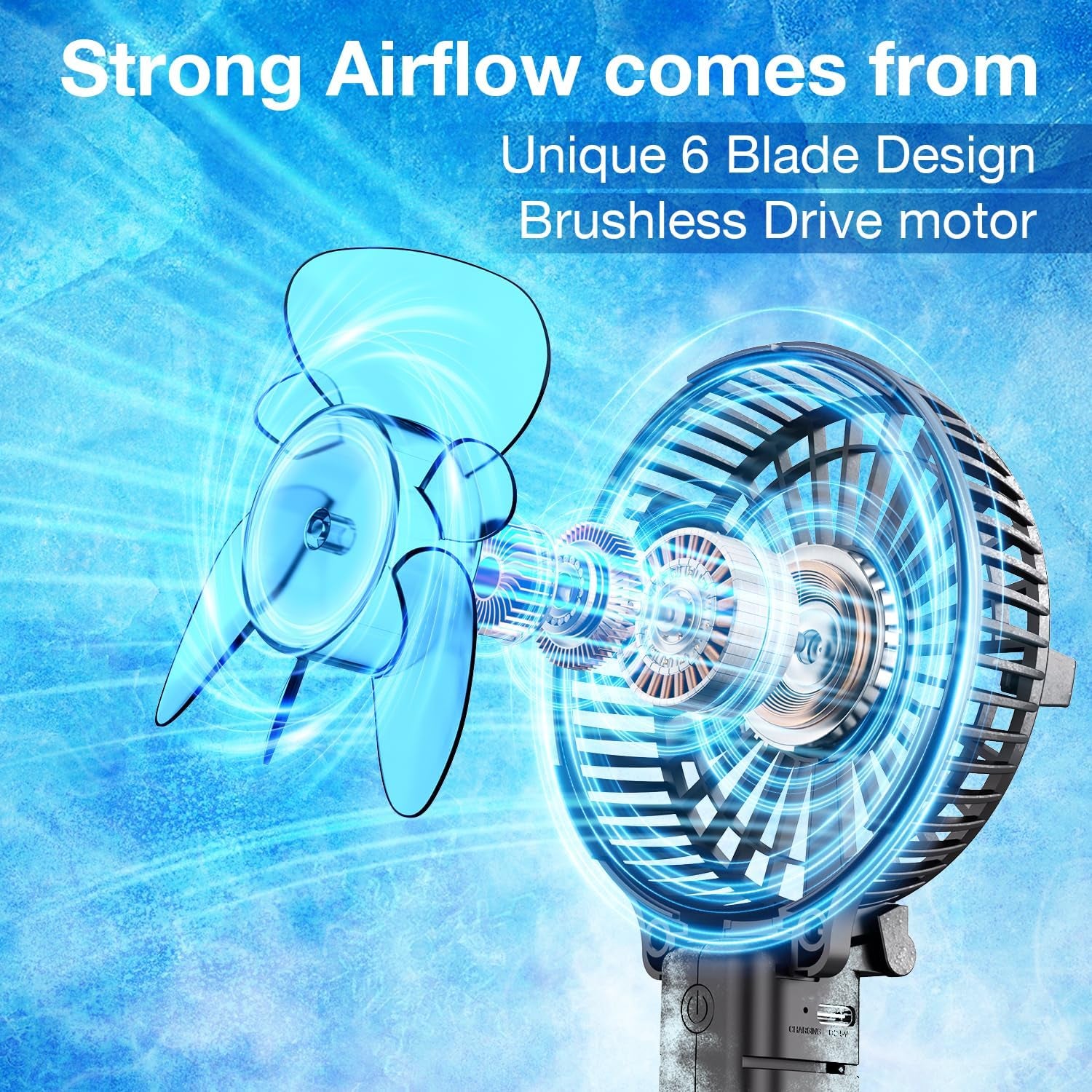 Portable Handheld Fan, Powerful+Durable+180° Foldable, Mini Hand Fans with USB Rechargeable Battery Operated Cooling Accessories for Personal Use, Travel, Office Black