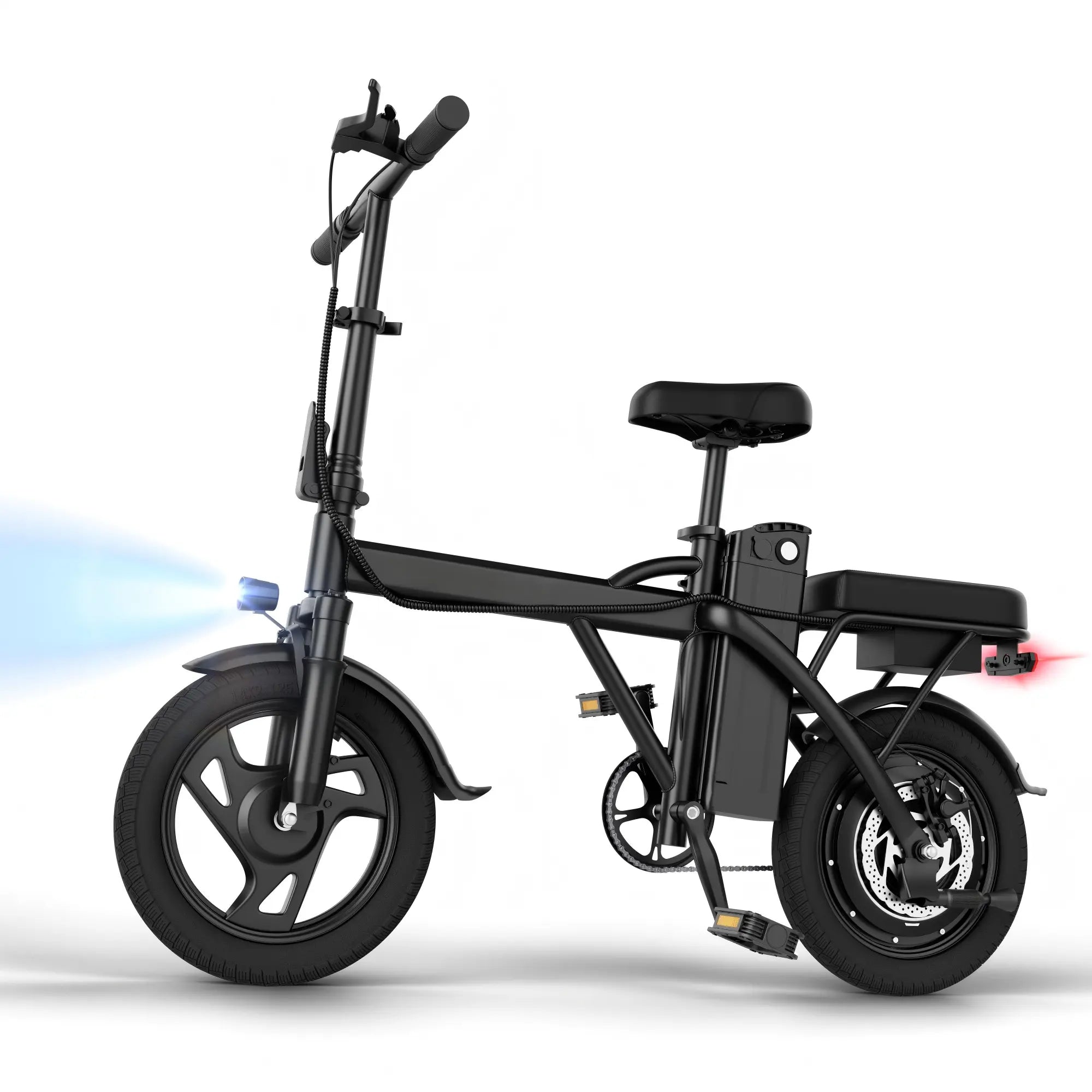 【Voltvogue-Ladped】 Electric Bike | 750W Peak Power | Top Speed 22 MPH | 14" Pneumatic Tires | 22–40 Mile Range | Dual Seat | Single Brake Lever | Height Adjustable Seat【 VT14】