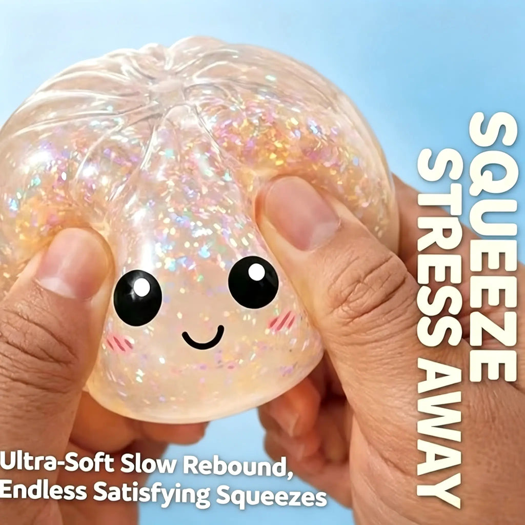 Rui Rui Cute Squishy Dumpling Fidget Toy - Soft TPR Mini Squishies Toys with Mini Steamer Basket, Lovely Facial Patterns, Unisex Sensory Products, Cute Girly Gifts for Kids Favorites Stress Relief Decoration