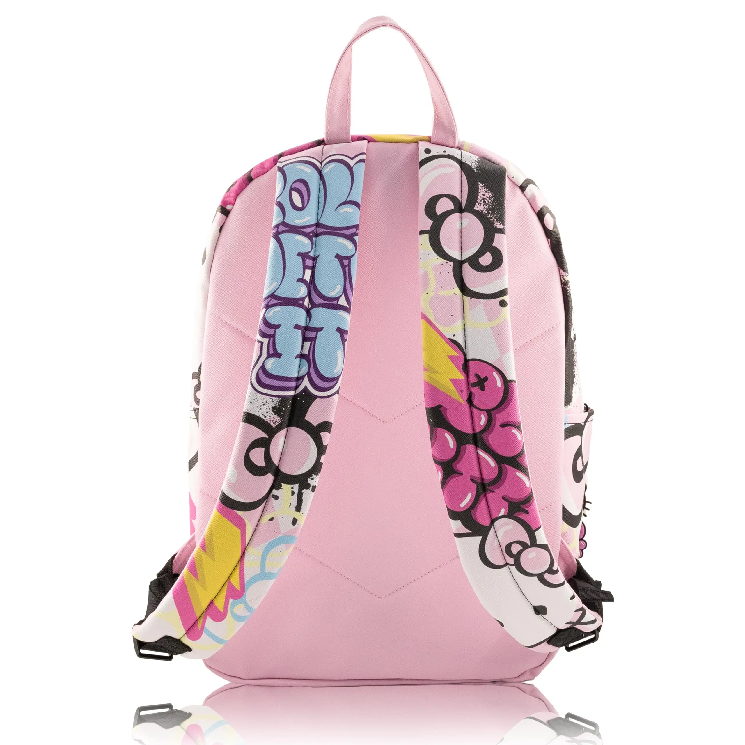 Fast Forward Stitch, Hello Kitty, Spongebob, and Miles Morales Backpack with Rubber Luggage Tag for Teens, Kawaii Backpack Pink Backpack, Backpacks for School, Cute Backpacks for School