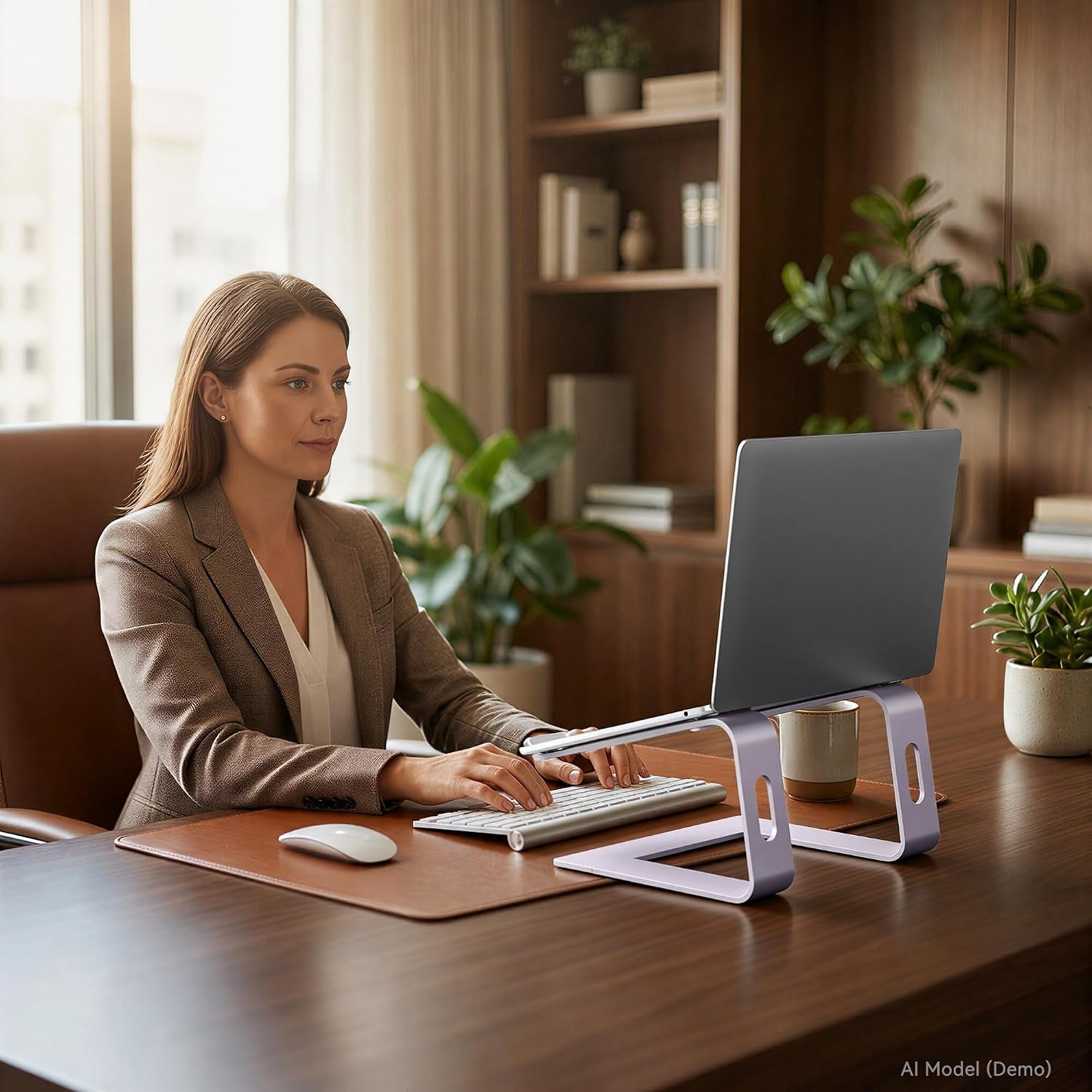 Laptop Stand, Aluminum Computer Riser, Ergonomic Laptops Elevator for Desk, Metal Holder Compatible with 10 to 15.6 Inches Notebook Computer, Purple