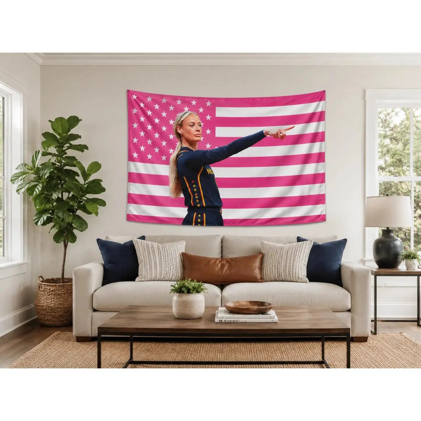 Sophie Cunningham Point American Pink Flag, Basketball Room Decal Flag Tapestry Gift Print Home Decor Apartment Special