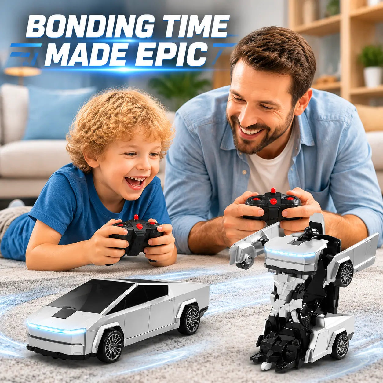Cyber RC Transforming Car Toy, 4WD Drift Remote Control Truck with One-Button Automatic Transformation, 360° Spin & LED Lights, Futuristic Robot Vehicle Gift for Kids Tibibee Transform Easter Gift Set 4-7 8-12 High-Quality Ab Plastic Crawlers