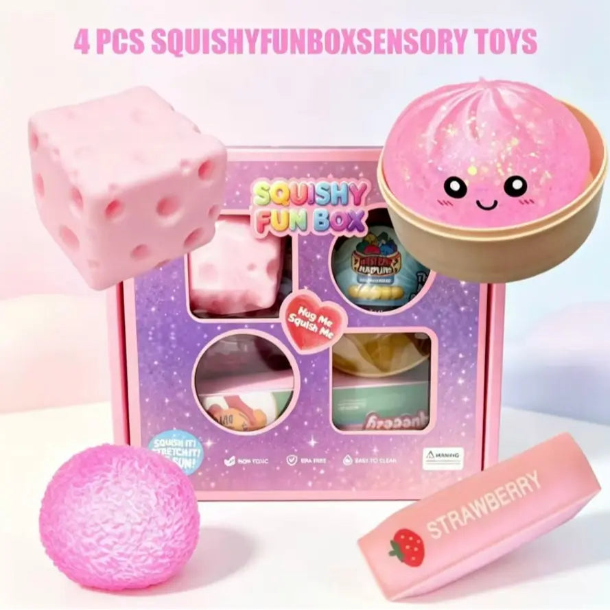 8 Pcs Dumpling Mystery Box Stress Relief Toys Set – Soft Squeezable Bun Pinch Toys for Adults Kids, Cute Desk Toy & Novelty Birthday Gifts