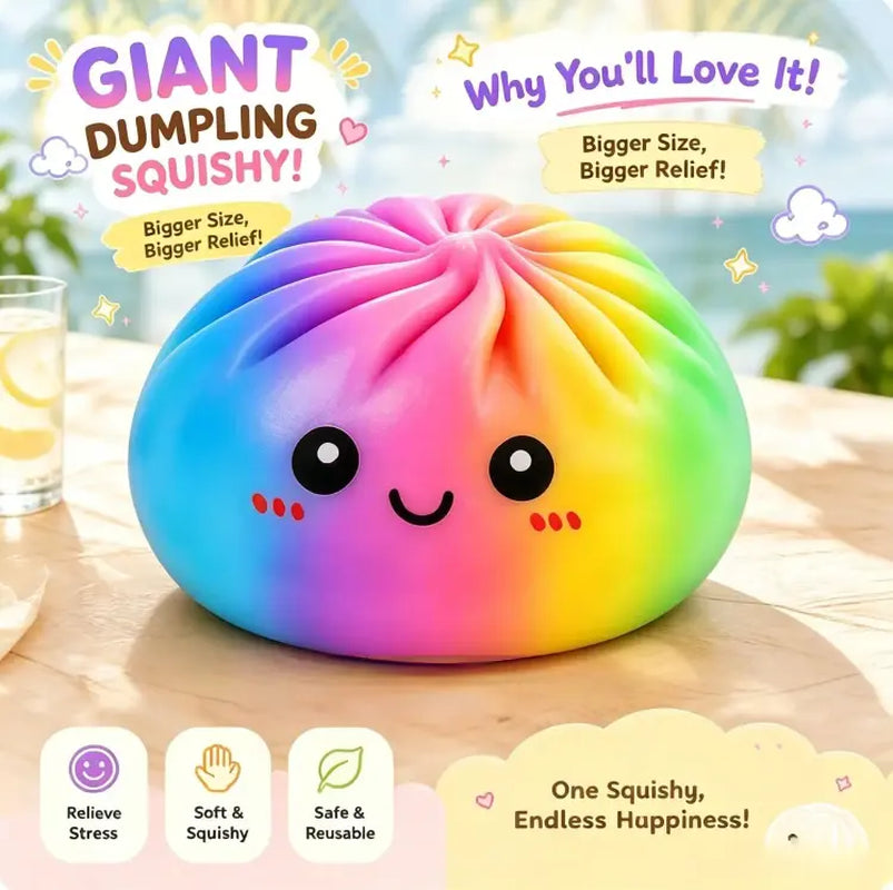 New Giant Glitter Rainbow Dumpling Squishy - 25Cm/15Cm Sizes, Foam Material, Ultra Soft Slow Rebound, Adorable Fidget Toy, Anxiety Relief Sensory Stress Reliever for Kids, Birthday Gift (No Box), Squishies, Fidget Toys