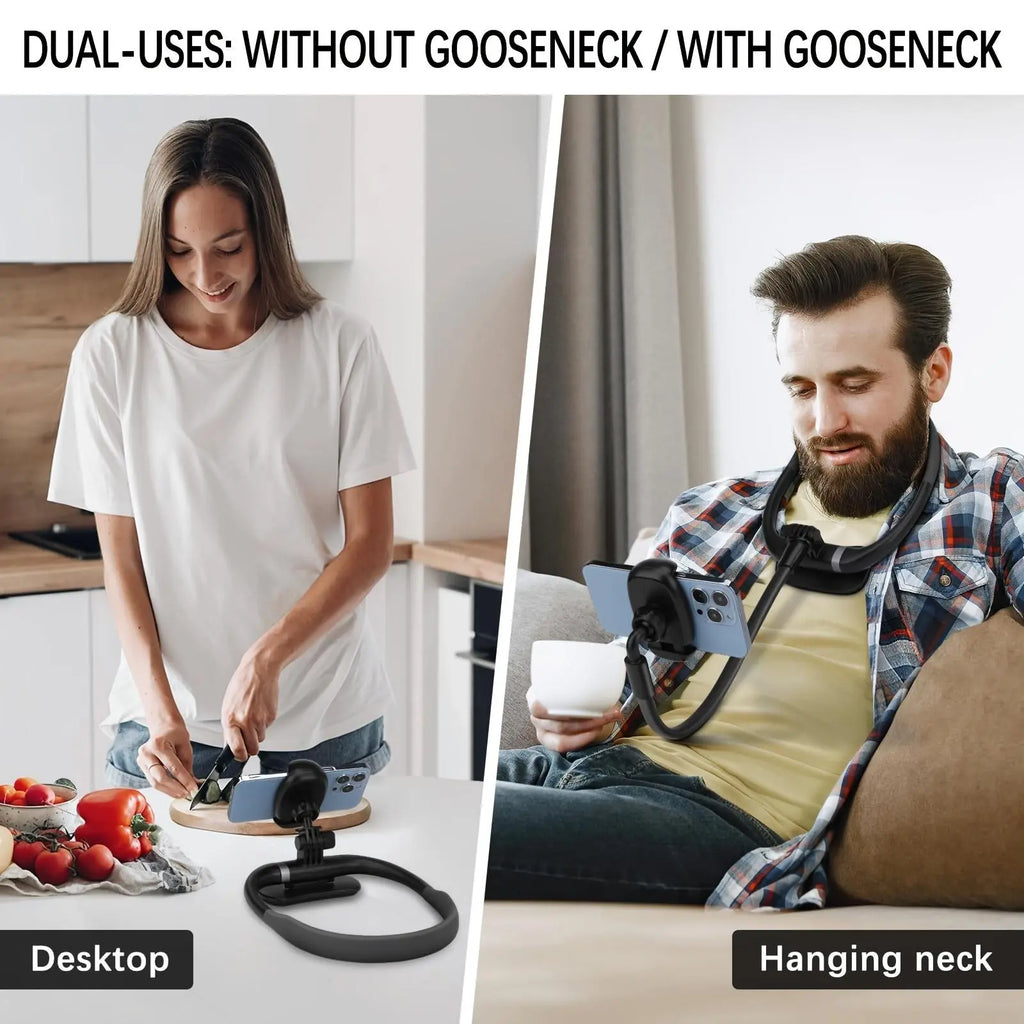 Silicone Neck Phone Holder, Hands-Free Adjustable Flexible Gooseneck Phone Mount, Video Recording Bracket for 4.7-6.7 Inch Phones, Cellphone Selfie Tripod, Portable, Selfie Stand Mount, Selfie Accessories