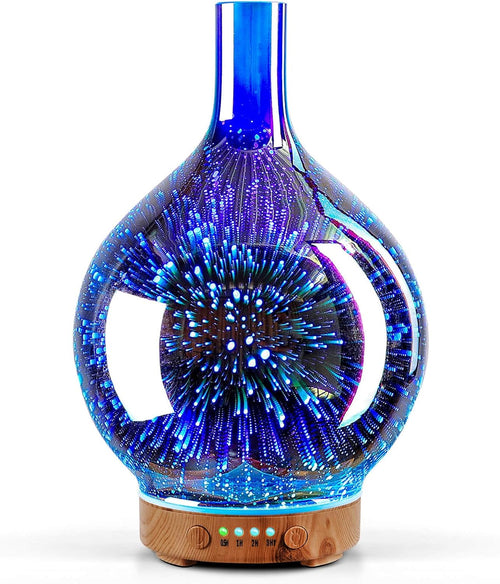 150Ml Handmade Essential Oil Diffuser 6H Runtime | Handmade Glass Aroma Diffuser, 7-Color LED Light, Quiet Operation, Auto Shut-Off, Aromatherapy for Home, Bedroom and Gifts