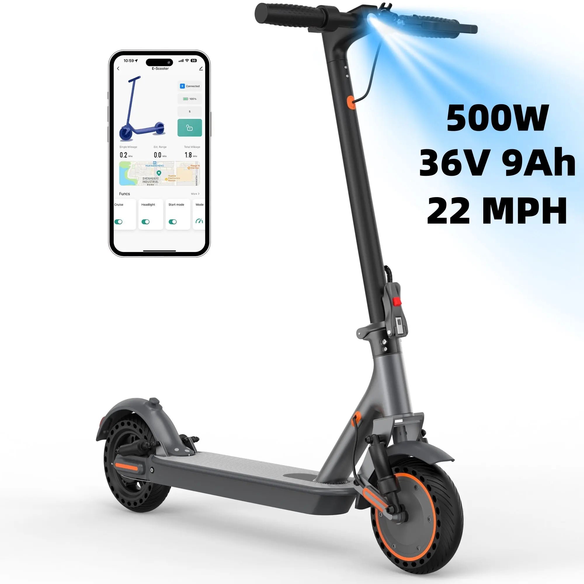 【AOPO】 Electric Scooter 350W/500W Motor, 8.5/10" Solid Tire 19/22MPH Speed Power , Dualsuspension, Certified Foldable Escooterlife Electric Scooter Portable Brakes App Controlrange Kick Scooter Dual-Suspension Adult Electric Ev Scooter Tiktokshopbacktosch