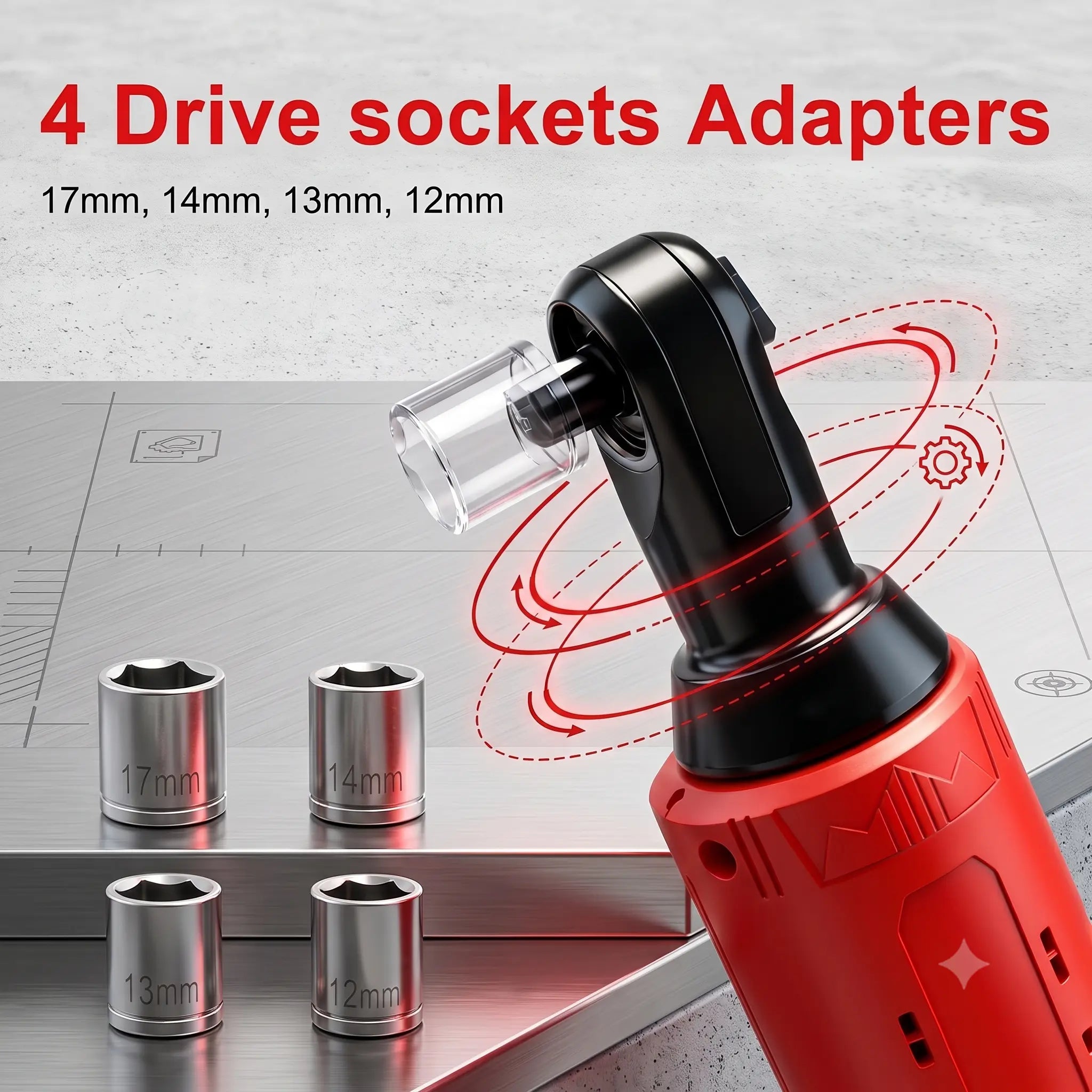12V DC Cordless Right Angle Torque Wrench Tools Set - Professional Heavy Duty Electric Ratchet Socket Drive Wrench, 2 X 2000Mah Batteries, Built-In LED Lights, 240Rpm±10%, 0.69Kg, Over-Current Protection, 40N.M Auto Repair Power Tool, Cells