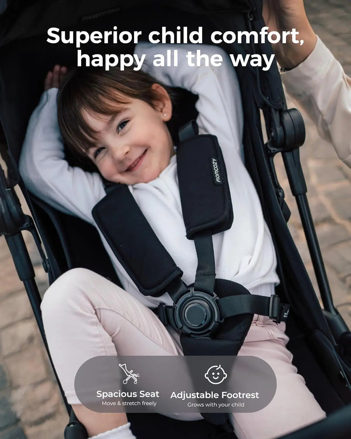 Momcozy Tuckgo Lightweight Travel Stroller, One Click Fold for Toddlers 6M-3Y, 33L Bottom Storage, Compact Easier Air Travel, Travel Bag Included, 3-Position Recline, UPF 50+ Canopy, 5-Point Harness