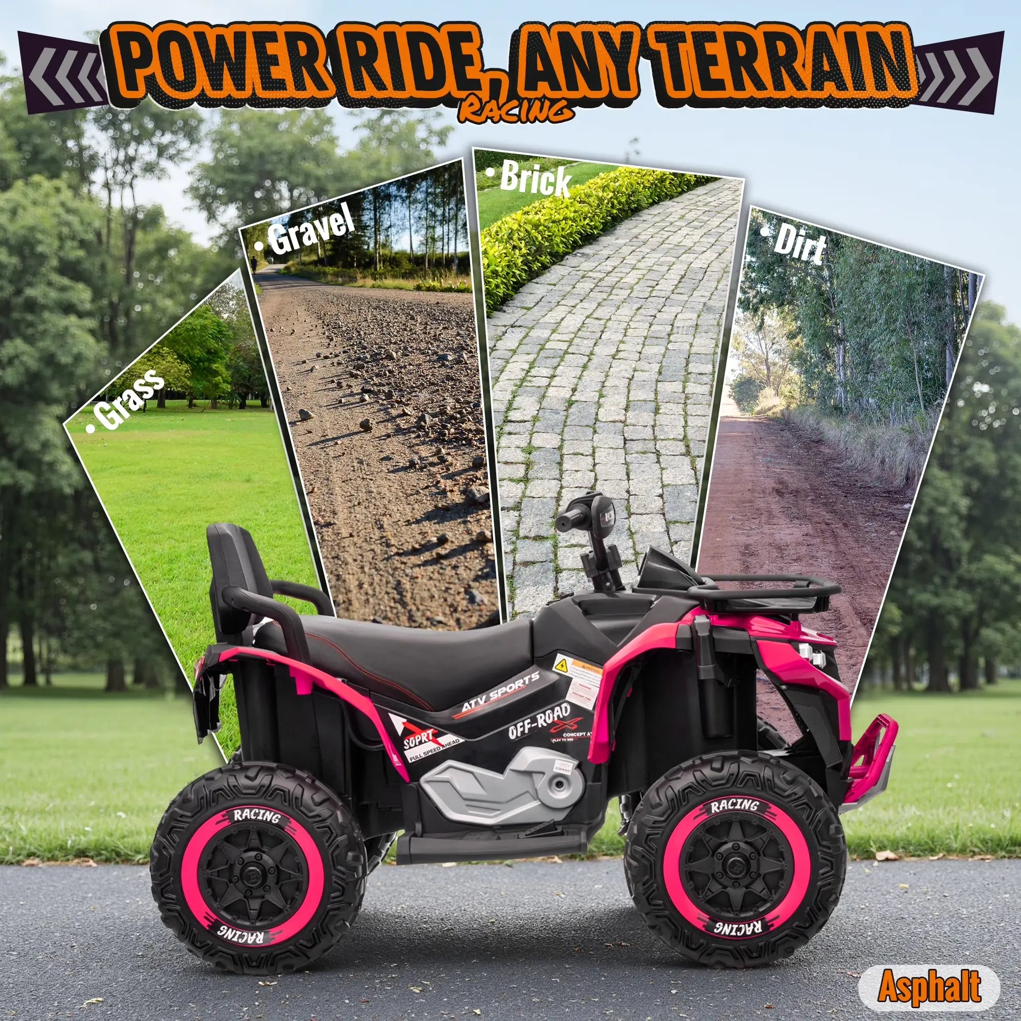 JOYRACER 24V 4WD Ride on ATV for Kids with Music, 800W with 2 XL Seater for Toddlers, EVA Tires Battery Powered Car, Remote Control, Knee Pad, Bluetooth, Toys Car for Big Kids, Perfect Gift for Boys and Girls Aged 3-8