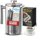 Large Insulated Stainless Steel French Press Coffee Maker 51Oz Capacity (44 Oz Brew Yield) – Double Wall Metal Coffee Press | Plastic Free | Cool-Touch | Mirror Finish | 12 Cups / 6 Mugs