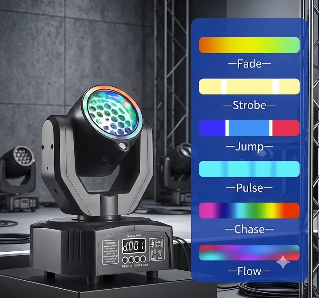 XDV 32W Mini Moving Head Light, 3-In-1 RGBW Bee Eye DJ Stage Lights with Green Laser & Halo Effect, Sound Activated DMX Control for Party Disco Wedding Ktv，Halloween Party