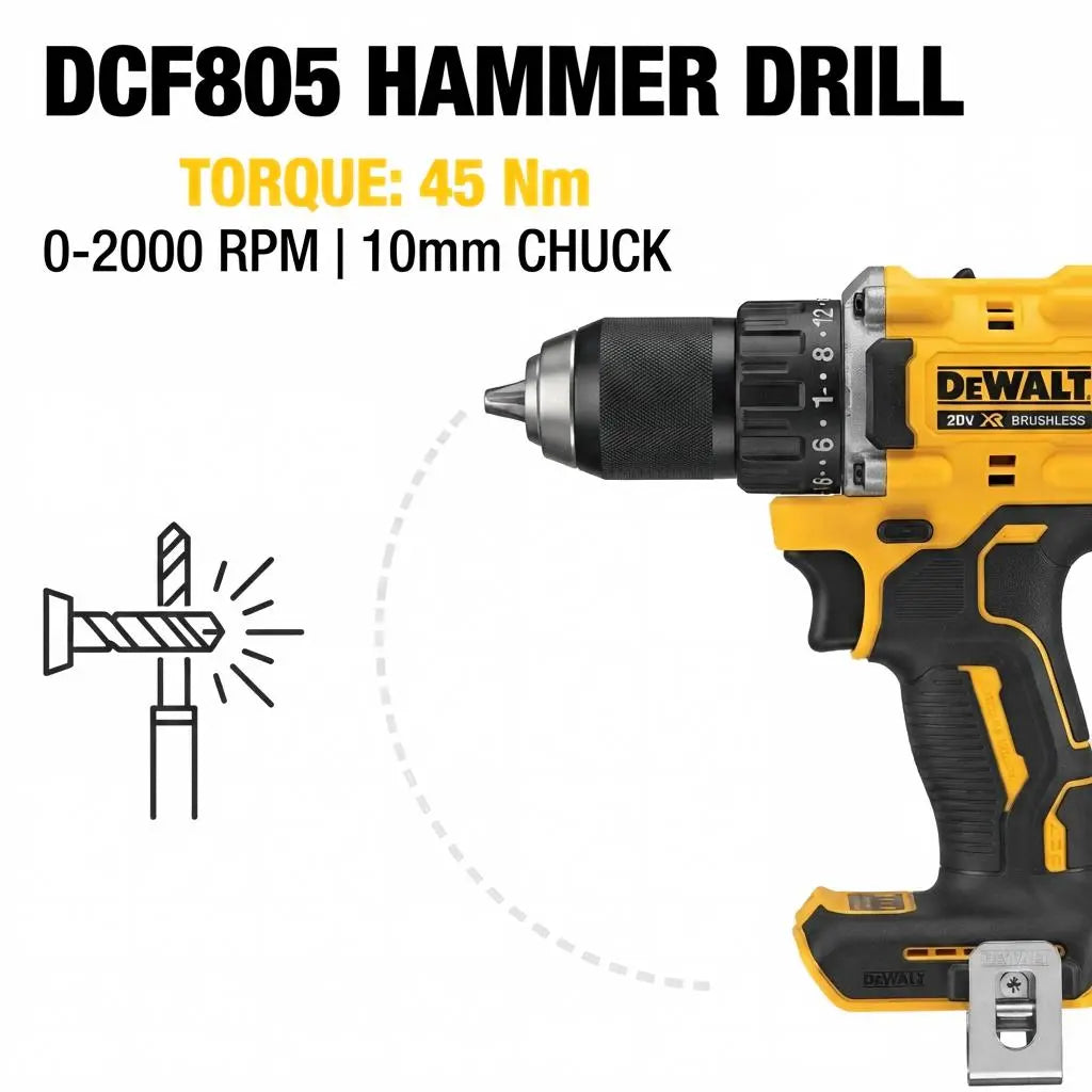 DEWALT DCF850 and DCF805 Set-Fast Rotation and Light Weight for Contractors and Handymen Control Mode Electronic Brake Max Xr Brushless Impact Wrench Green Concrete Drilling Lithium-Ion Cordless Impact Nm Torque Construction Task Grinder High Tool Hog