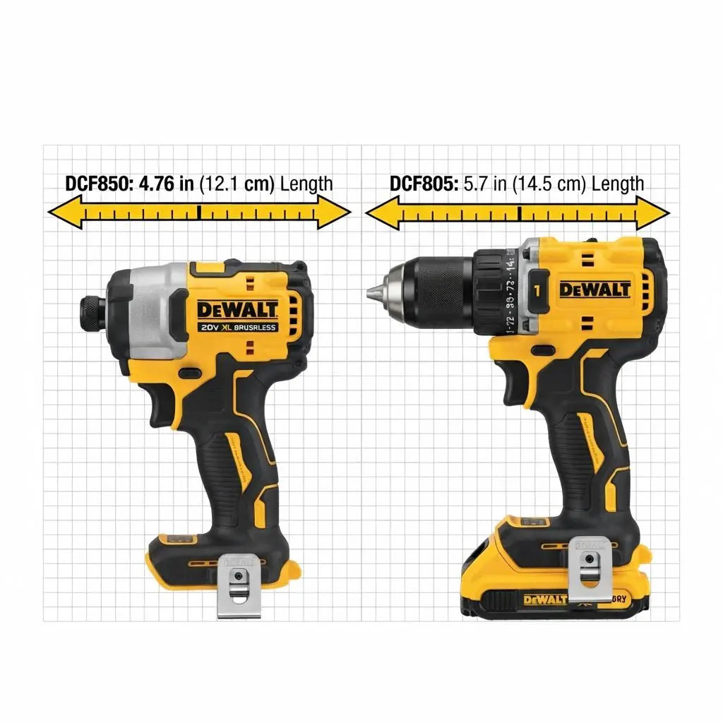 DEWALT DCF850 and DCF805 Set-Fast Rotation and Light Weight for Contractors and Handymen Control Mode Electronic Brake Max Xr Brushless Impact Wrench Green Concrete Drilling Lithium-Ion Cordless Impact Nm Torque Construction Task Grinder High Tool Hog